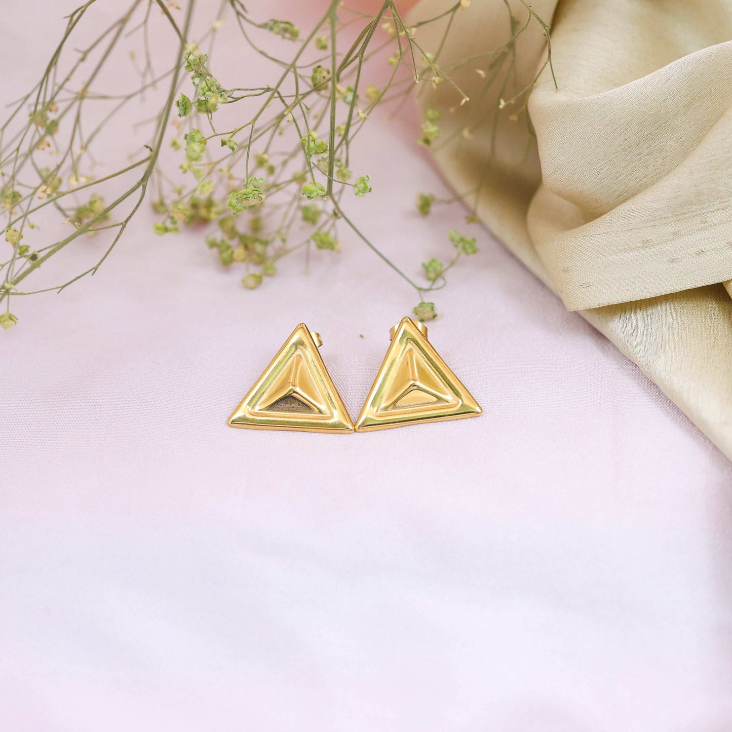 Bradiya Golden Giza Studs - Tarnish-Free Luxury Earrings - Bradiya