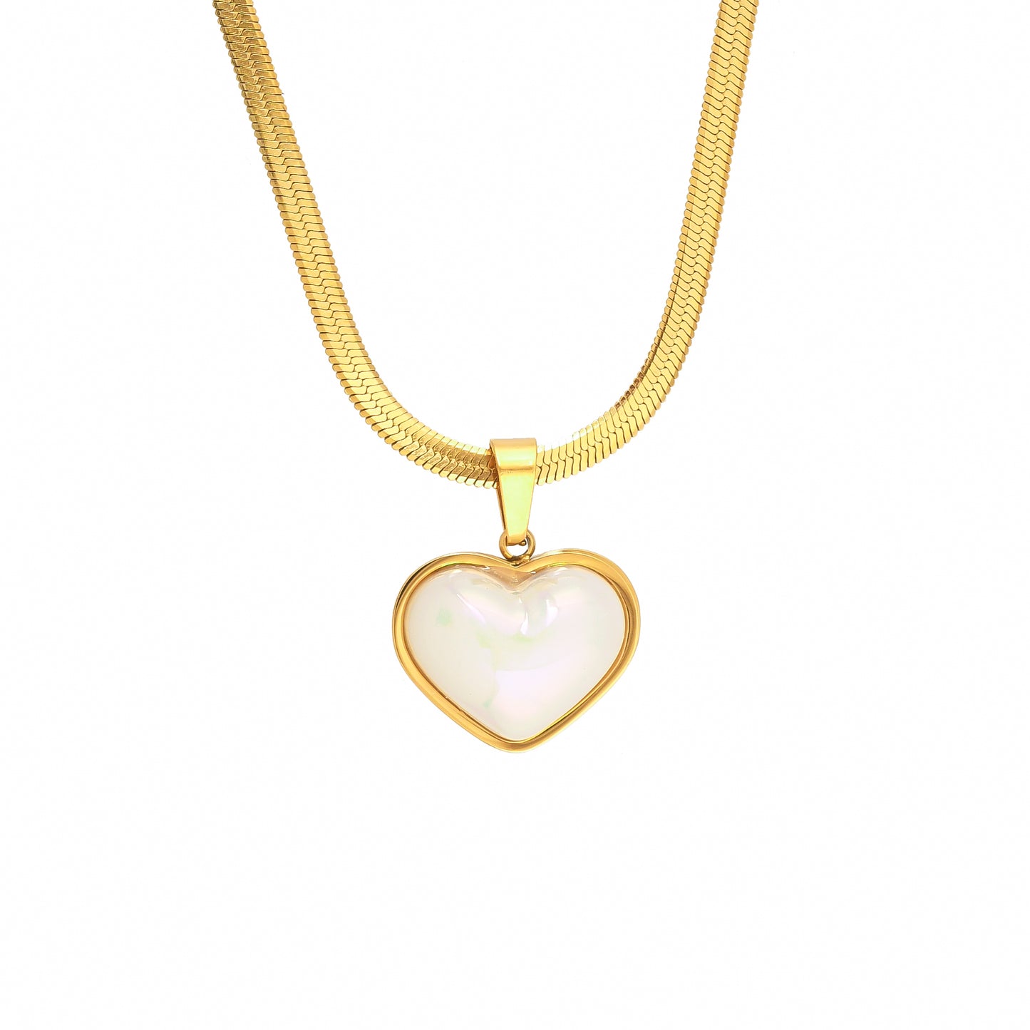 White Pearl Heart 18 Kt Gold Pendant - Bradiya