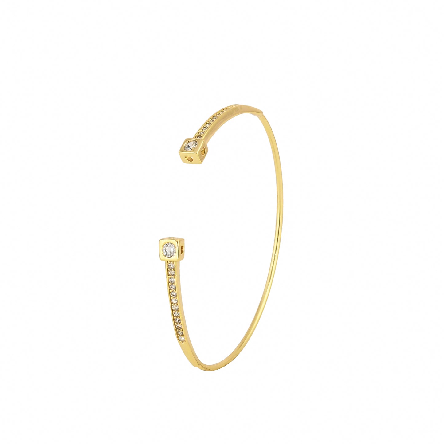 Cube Diamond Open Cuff Bracelet - Bradiya