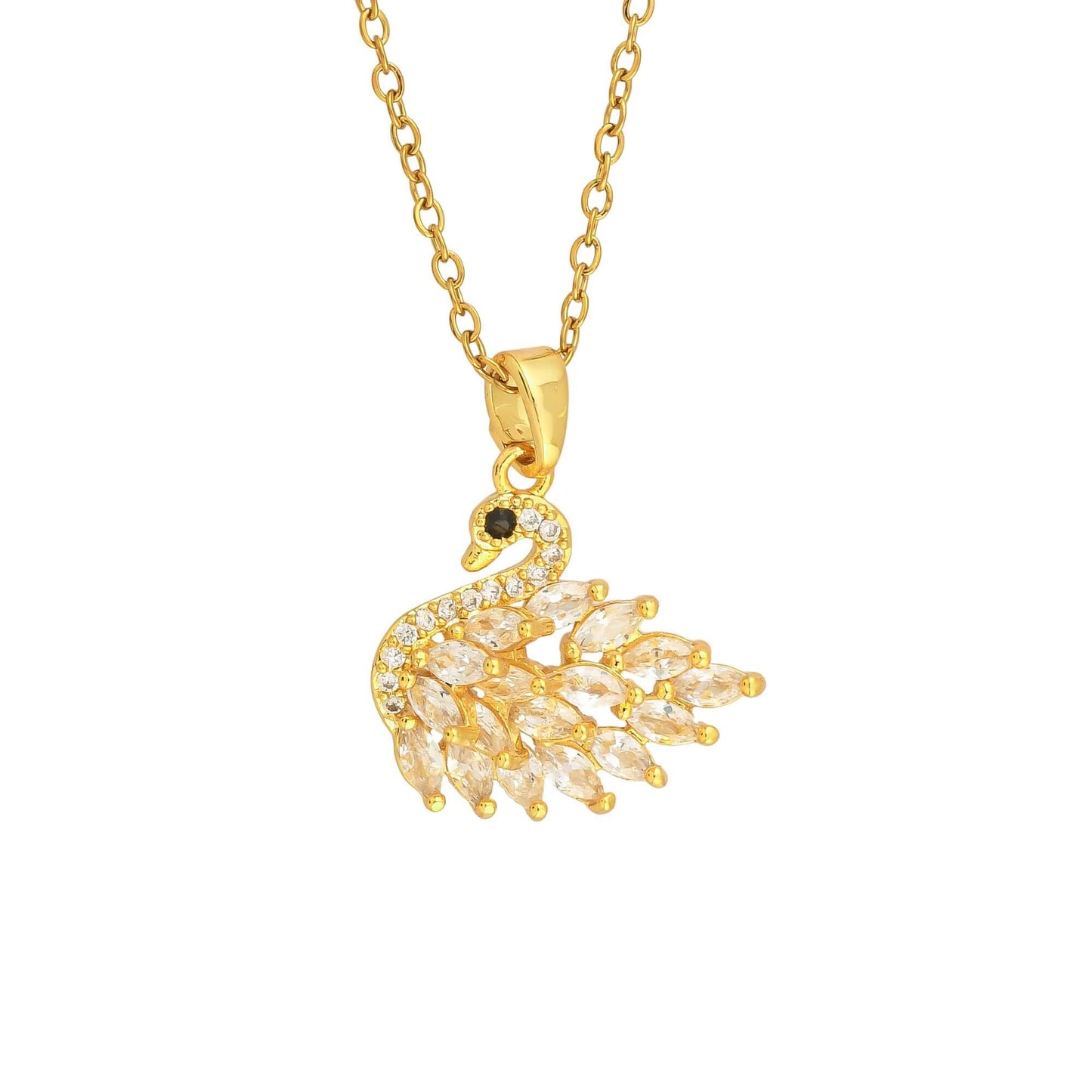 Diamond Swan Pendant Necklace. - Bradiya