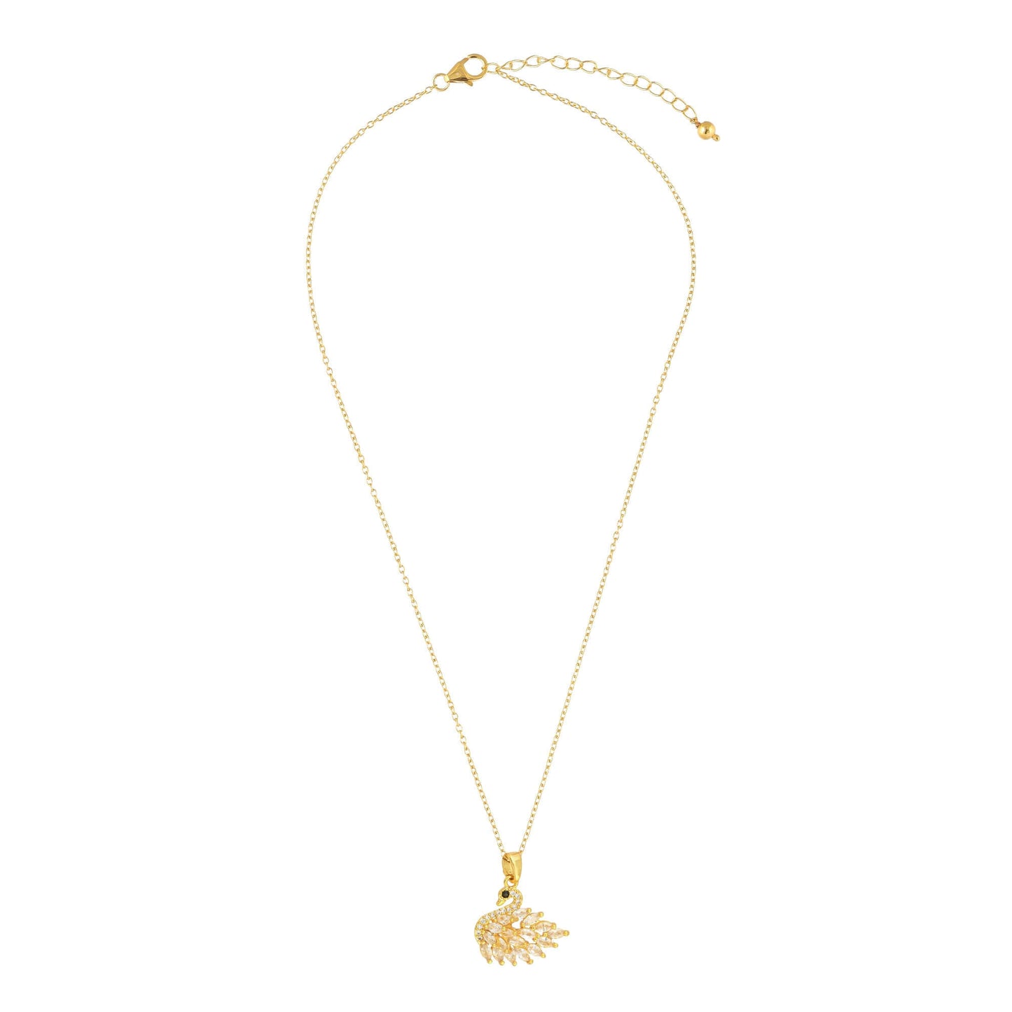 Diamond Swan Pendant Necklace. - Bradiya