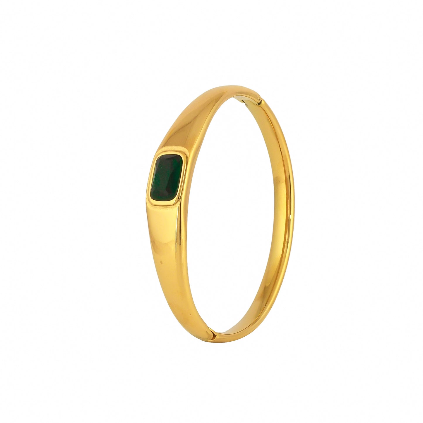 Emerald Gem 18Kt Gold Plated Bangle - Bradiya