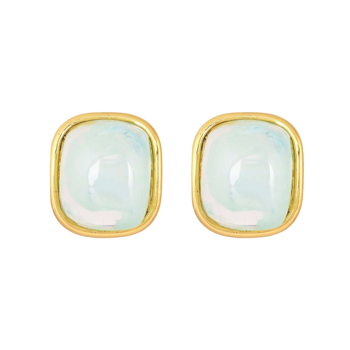 Cushion-Cut Gemstone Stud Earrings - Bradiya