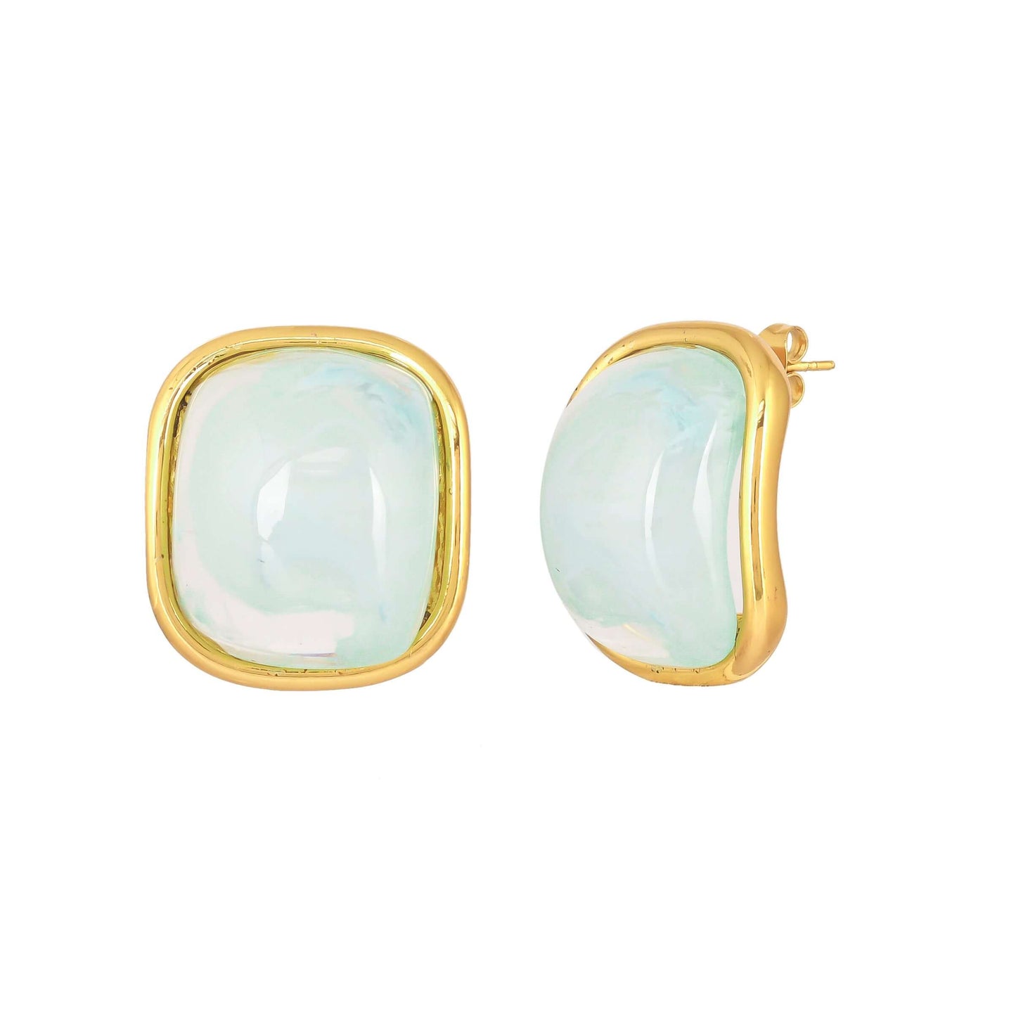 Cushion-Cut Gemstone Stud Earrings - Bradiya