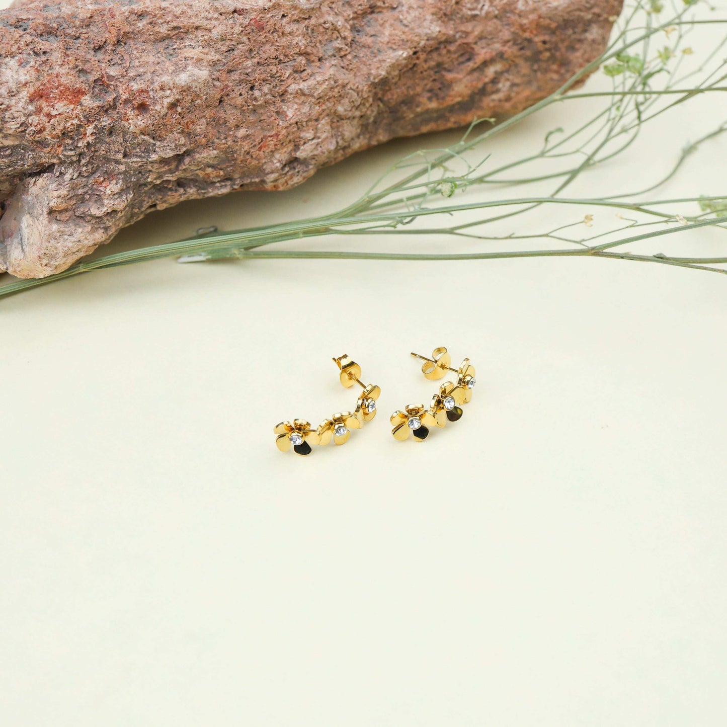 Gold Floral Drop 18Kt Gold Plated Earrings - Bradiya