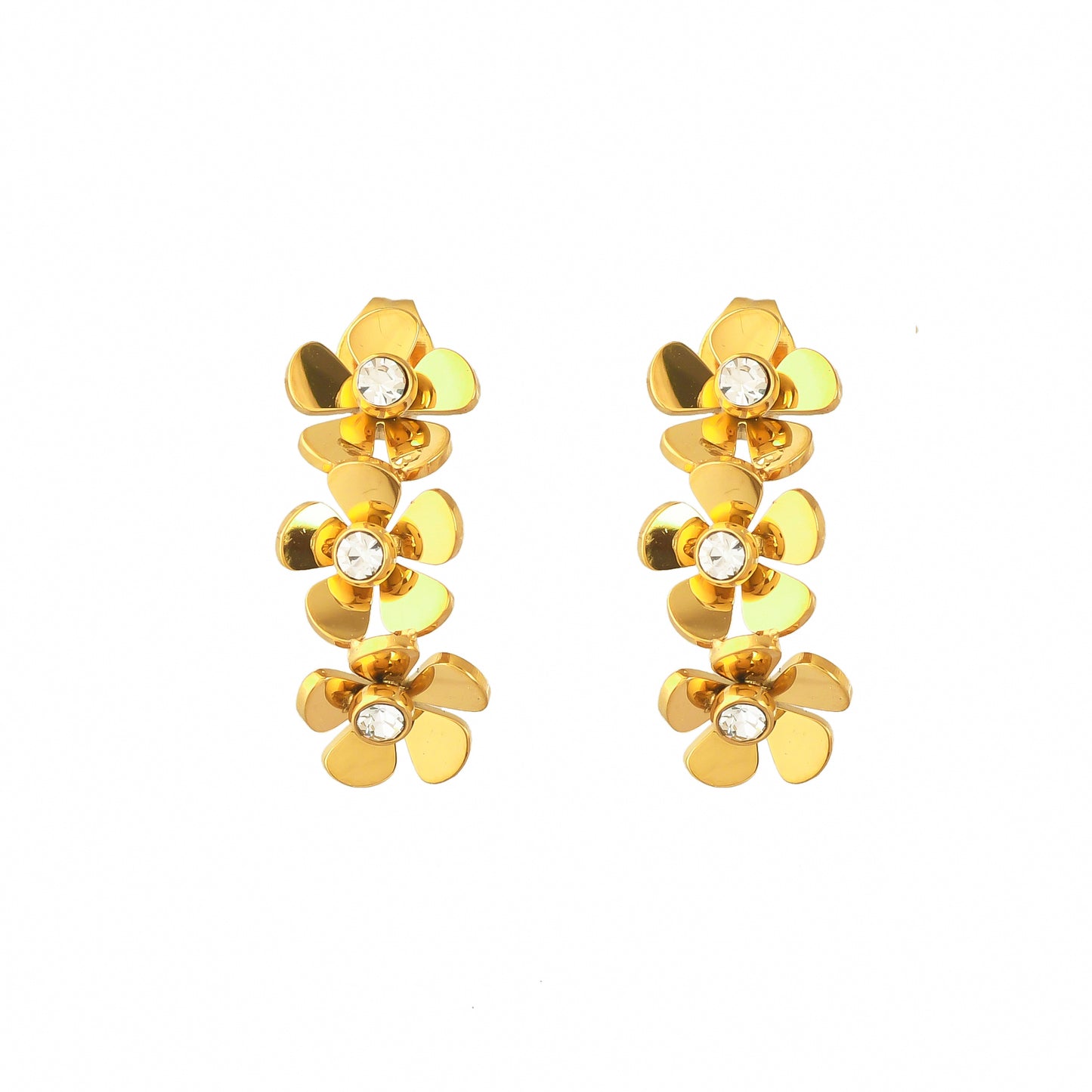 Gold Floral Drop 18Kt Gold Plated Earrings - Bradiya