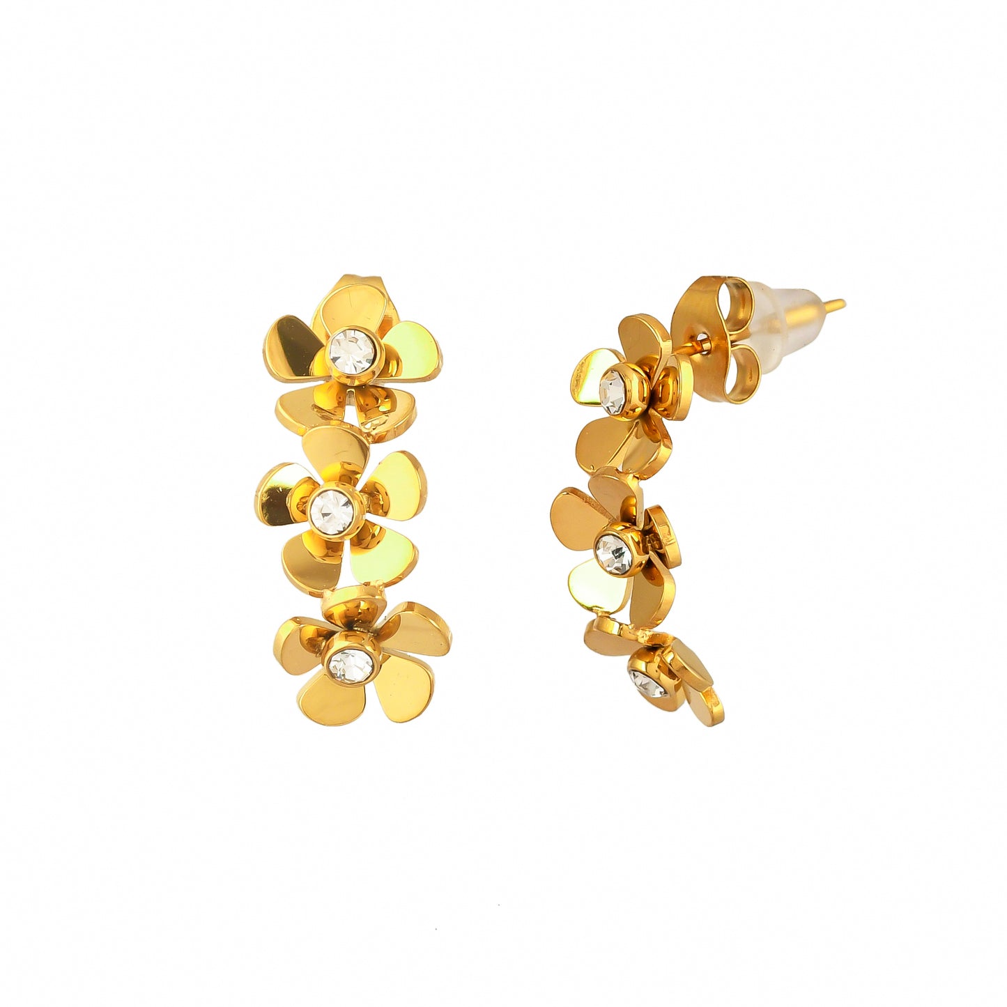 Gold Floral Drop 18Kt Gold Plated Earrings - Bradiya