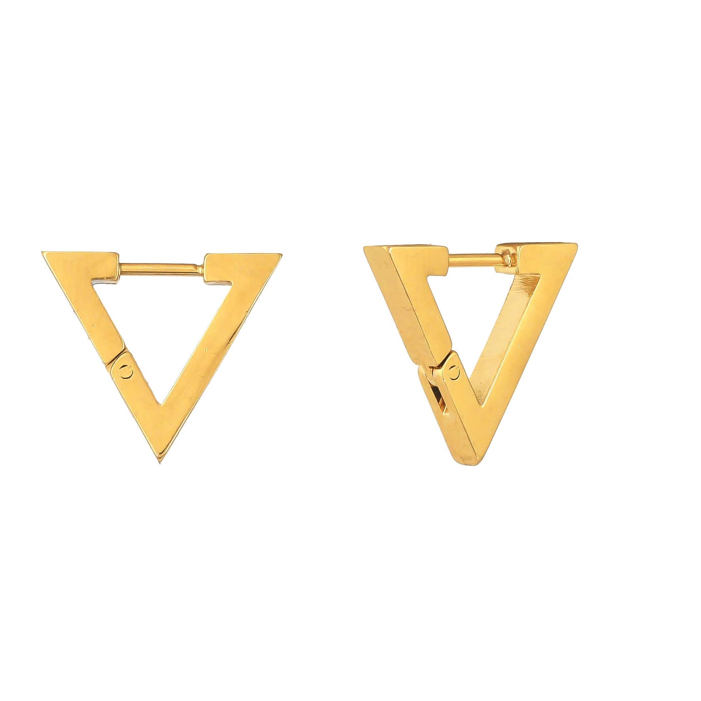 Geometric Triangle Hoop Earrings - Anti-Tarnish Gold - Bradiya