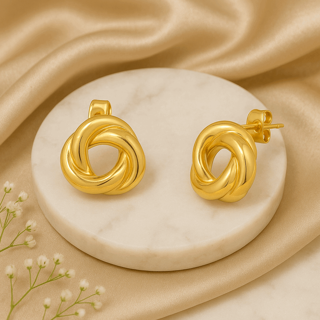 Bradiya Gold Knot Stud Earrings - Anti-Tarnish Luxury - Bradiya