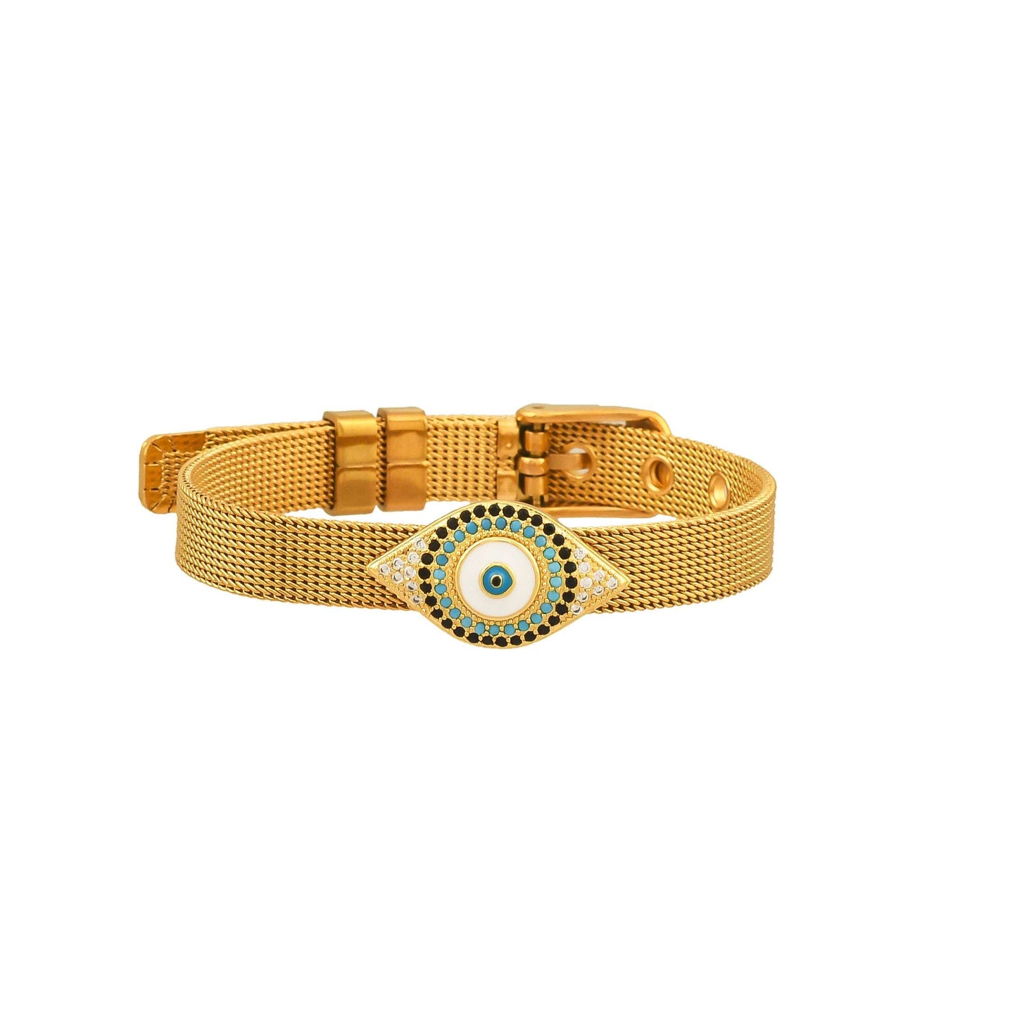 Bradiya Luxury Evil Eye Bracelet - Anti-Tarnish Mesh Band - Bradiya