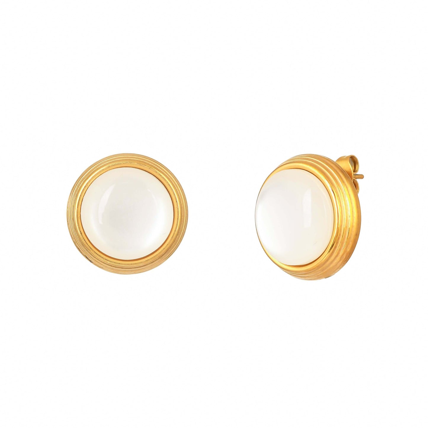 Bradiya Moonstone Halo Stud Earrings - Anti-Tarnish Luxury - Bradiya