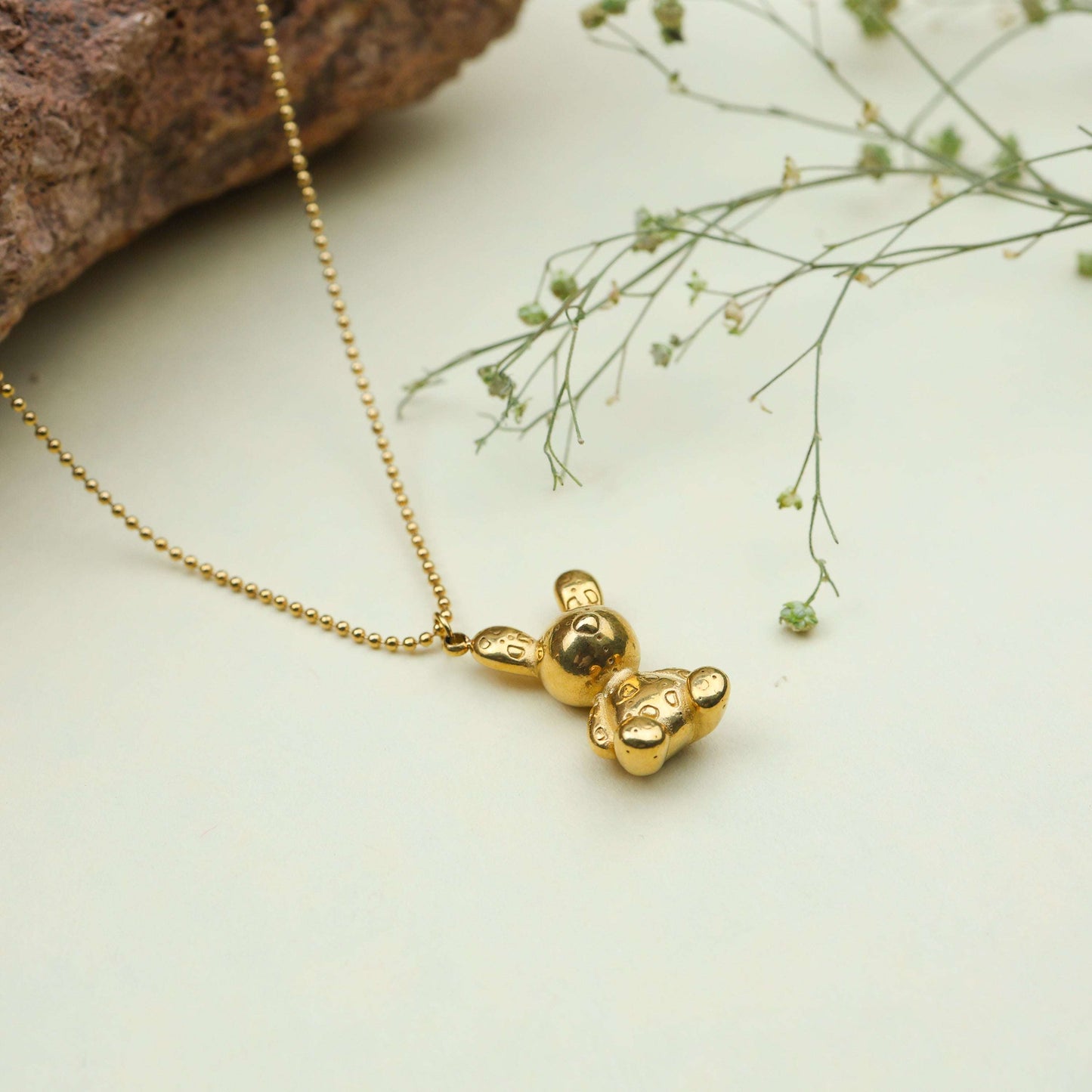Cute 18Kt Gold Rabbit Pendant Necklace - Bradiya