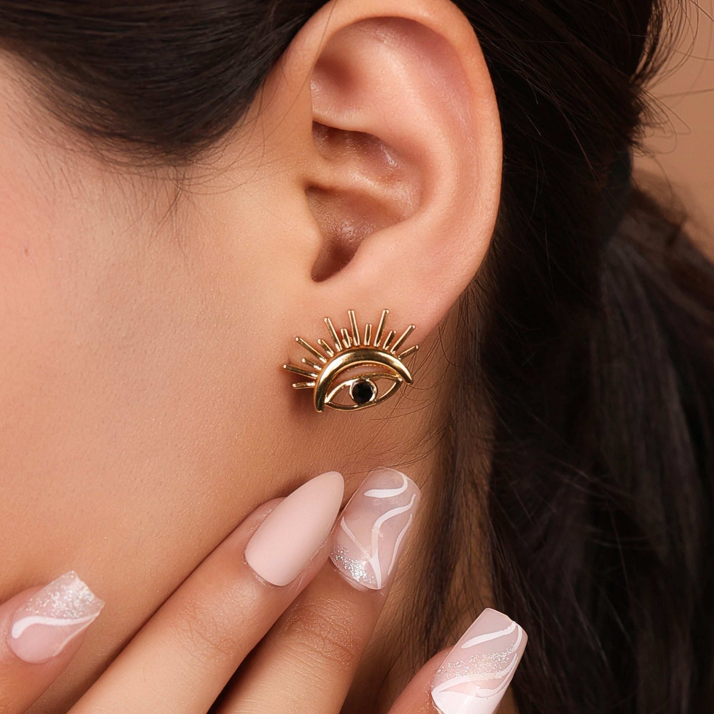 18Kt Gold Plated Evil Eye Gold Earrings - Bradiya