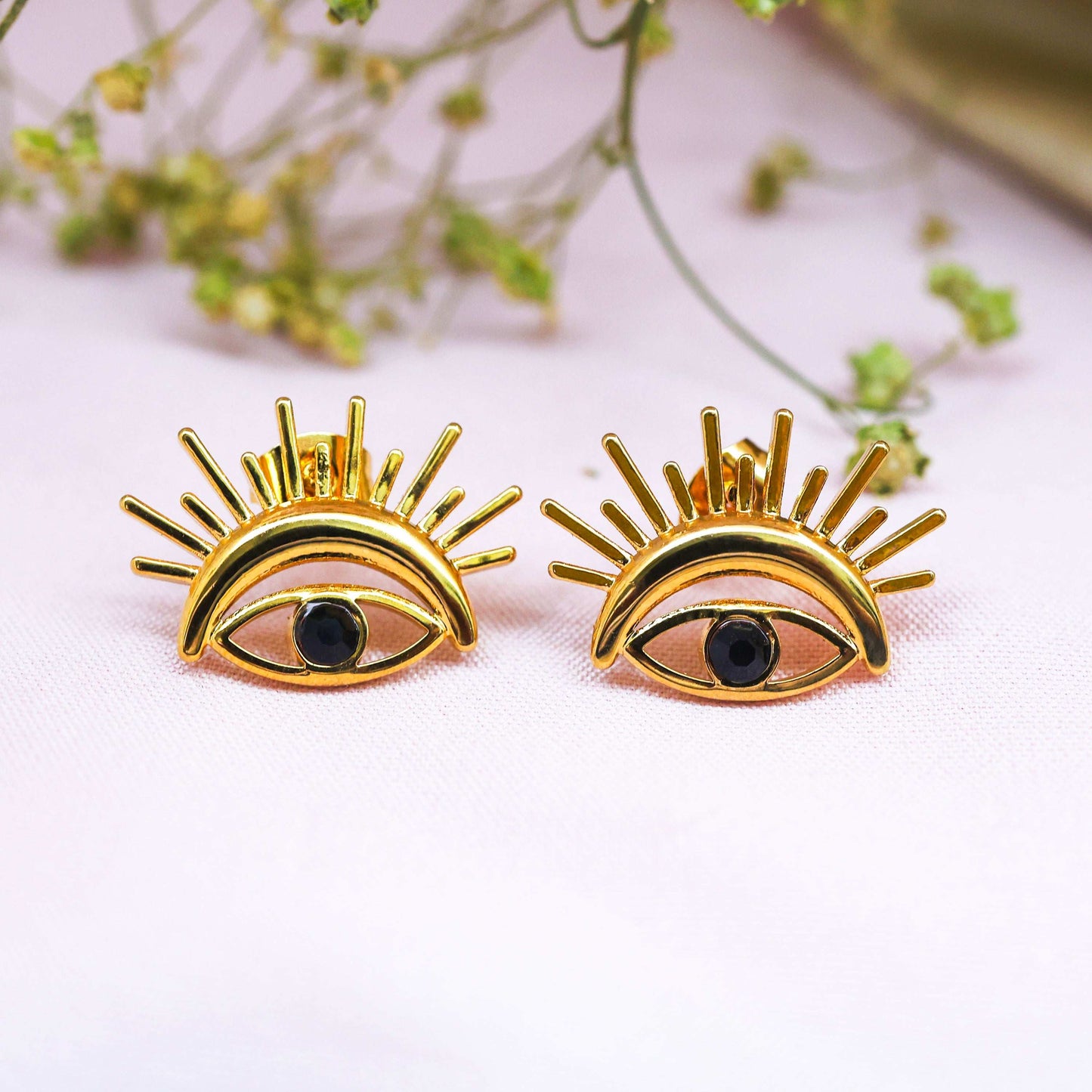 18Kt Gold Plated Evil Eye Gold Earrings - Bradiya