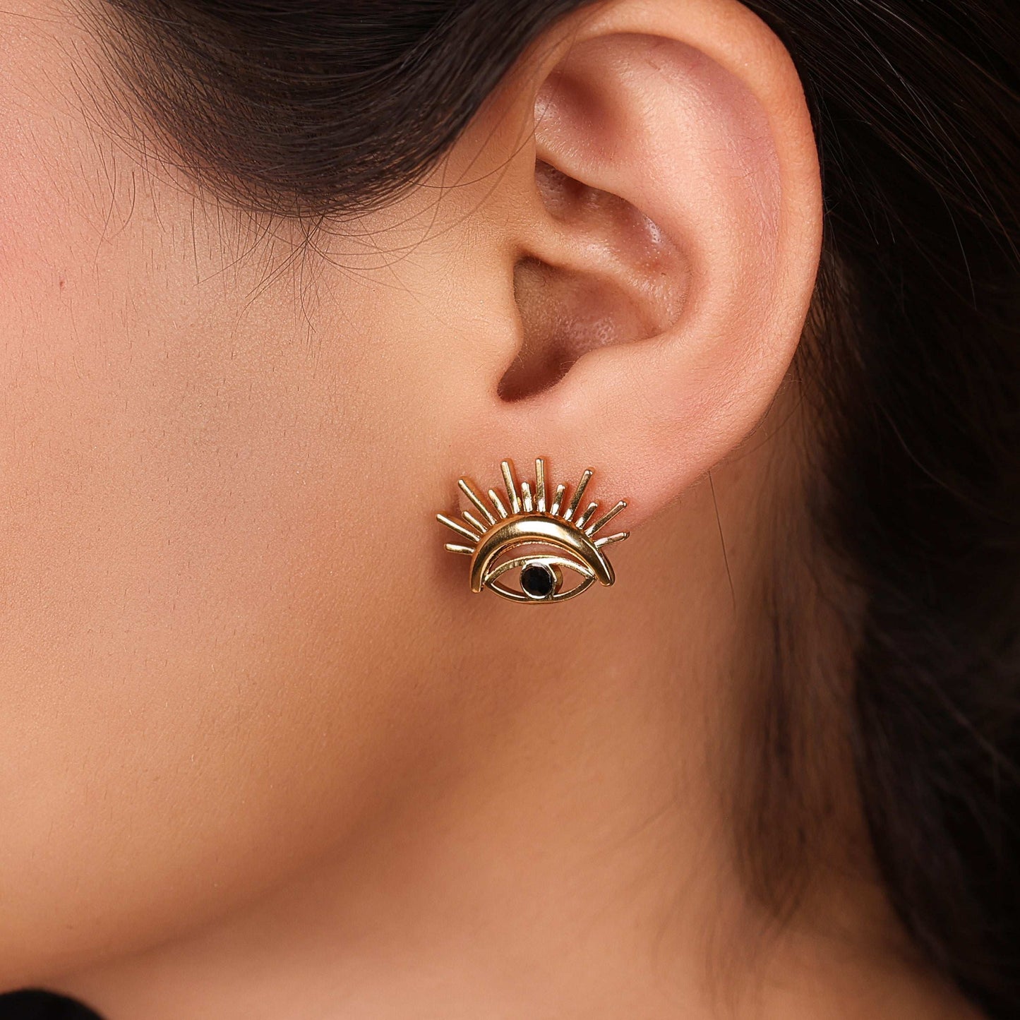 18Kt Gold Plated Evil Eye Gold Earrings - Bradiya