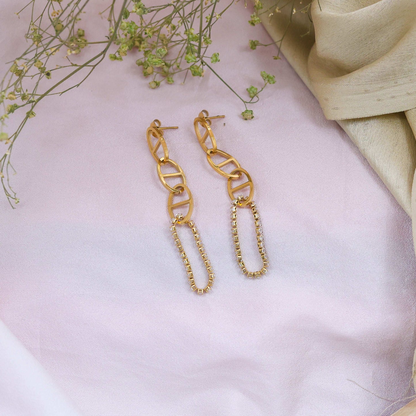 The Golden Cascade Earrings - Bradiya