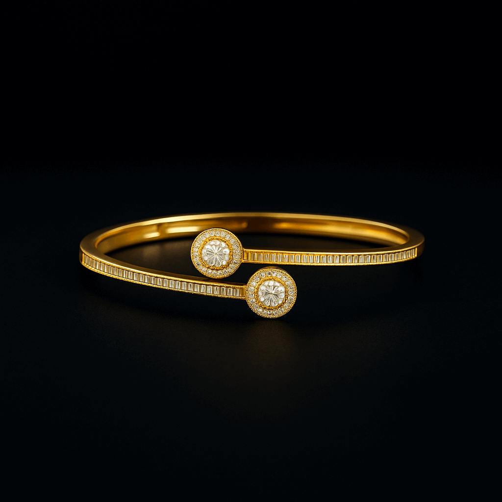 Bradiya Luxury Diamond Cuff Bangle - Anti-Tarnish Gold - Bradiya