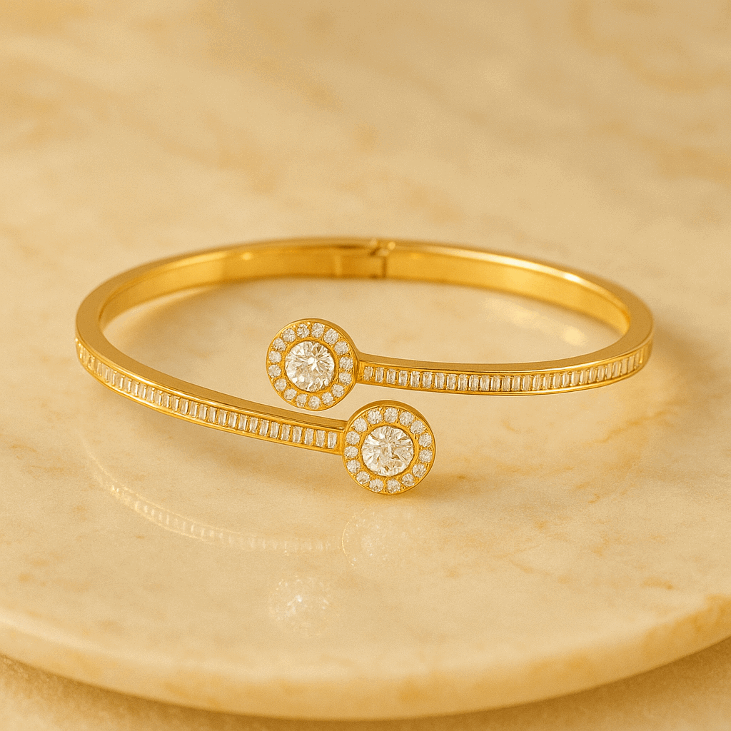 Bradiya Luxury Diamond Cuff Bangle - Anti-Tarnish Gold - Bradiya