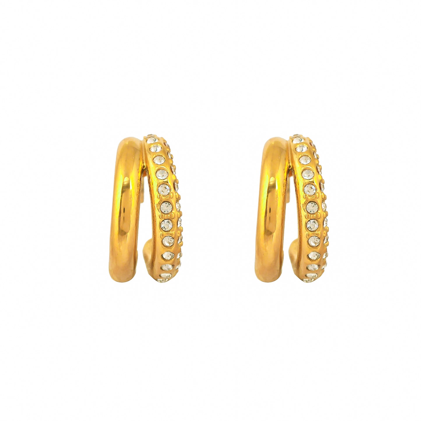Double C Diamond Huggie Hoop Earrings - Bradiya