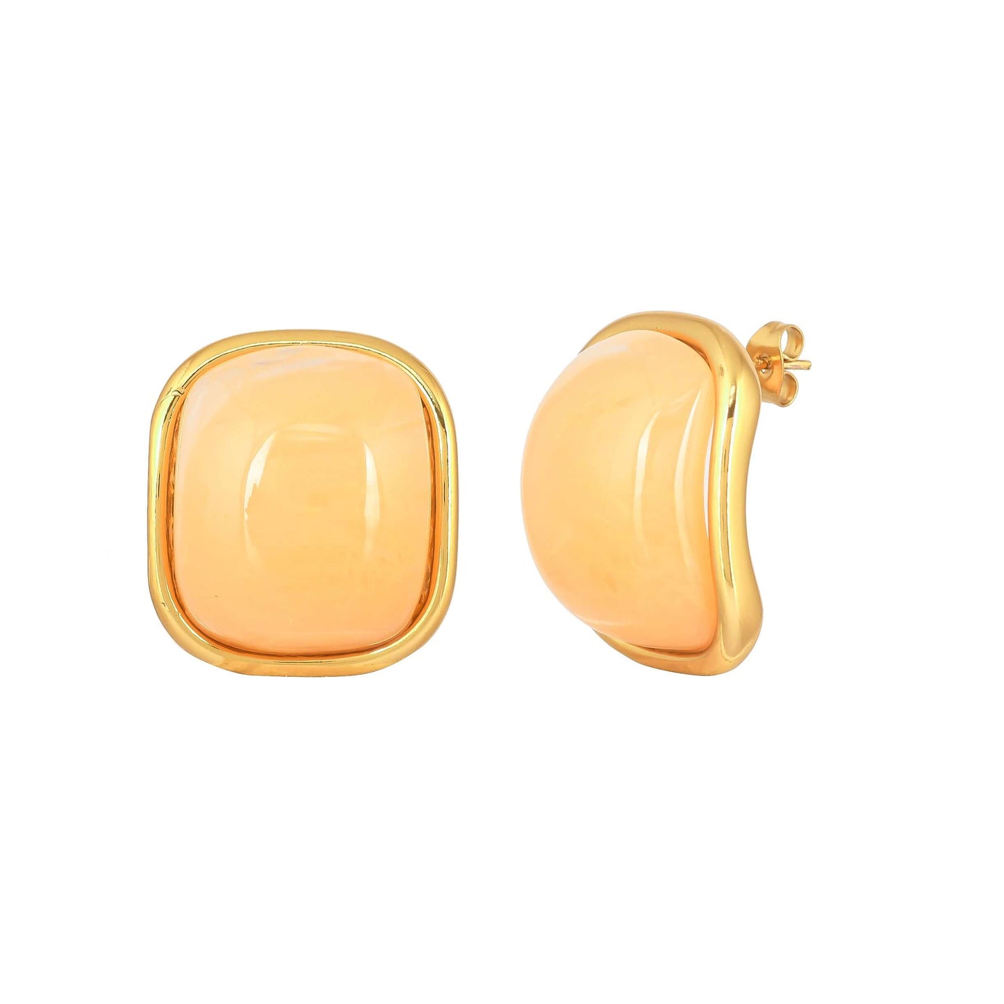 Cushion-Cut Gemstone Premium Stud Earrings - Bradiya