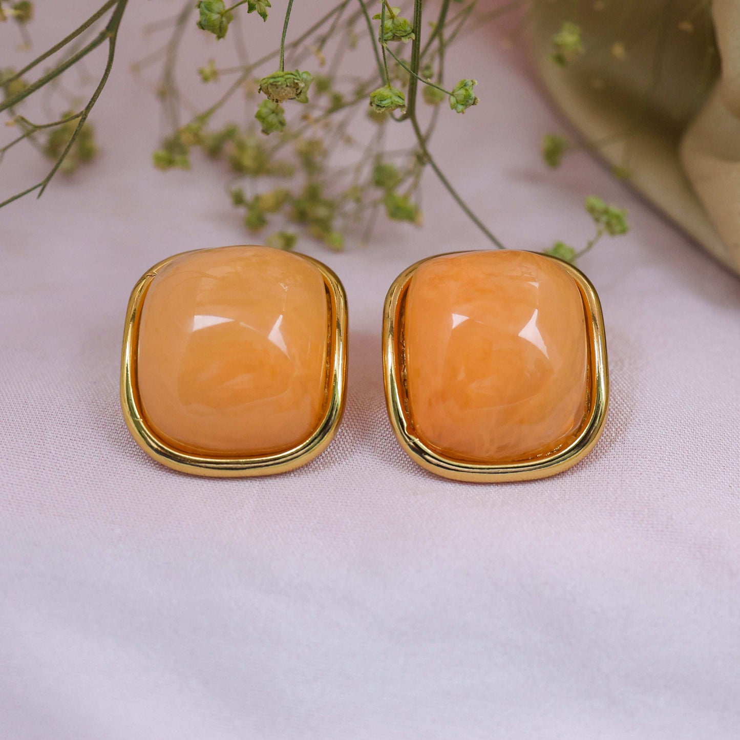 Cushion-Cut Gemstone Premium Stud Earrings - Bradiya