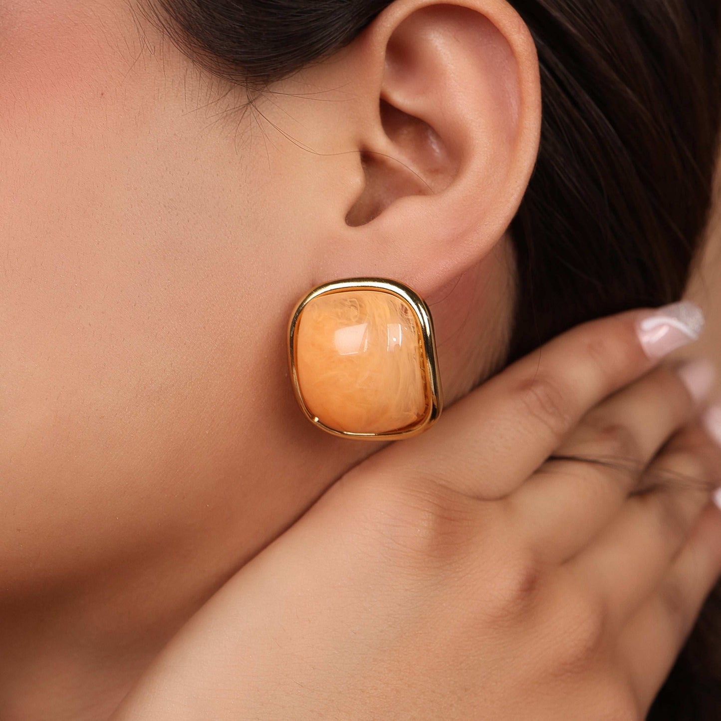 Cushion-Cut Gemstone Premium Stud Earrings - Bradiya