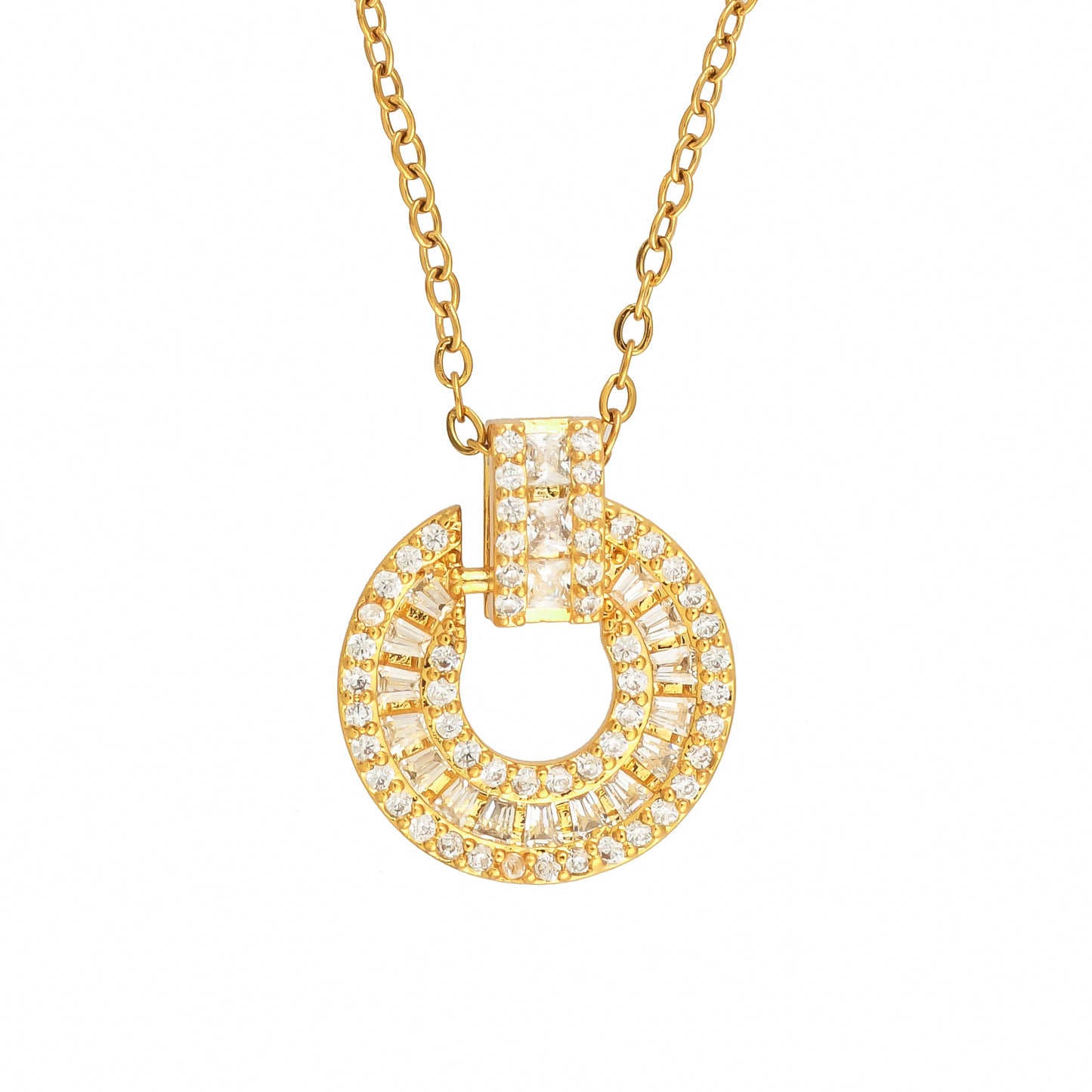 Bradiya Luxury Gold Circle Pendant Necklace - Tarnish-Free - Bradiya