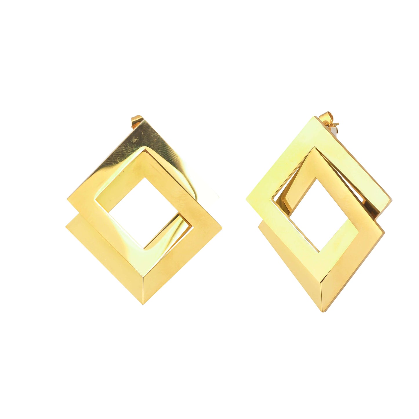 Interlocking Square Drop 18 Kt Earrings - Bradiya