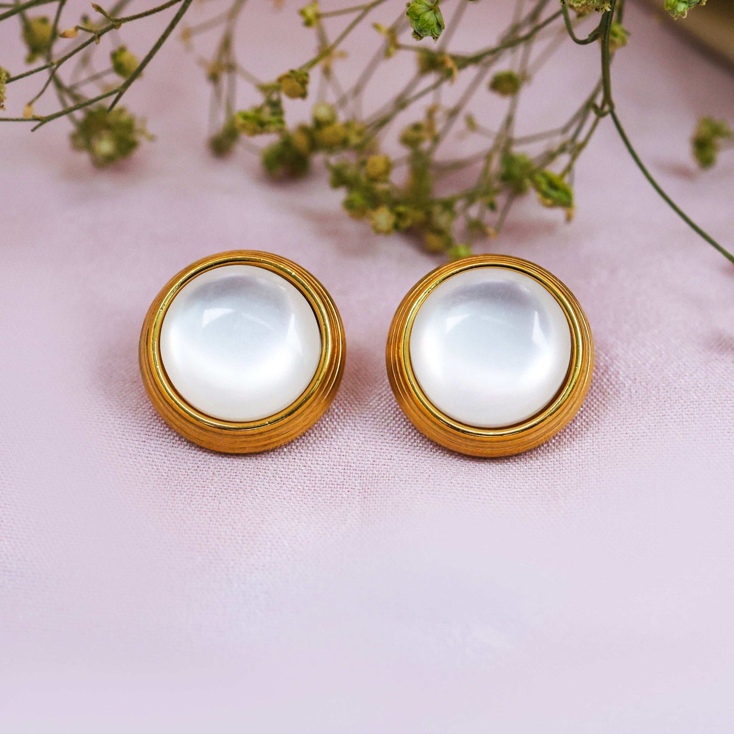 Bradiya Moonstone Halo Stud Earrings - Anti-Tarnish Luxury - Bradiya