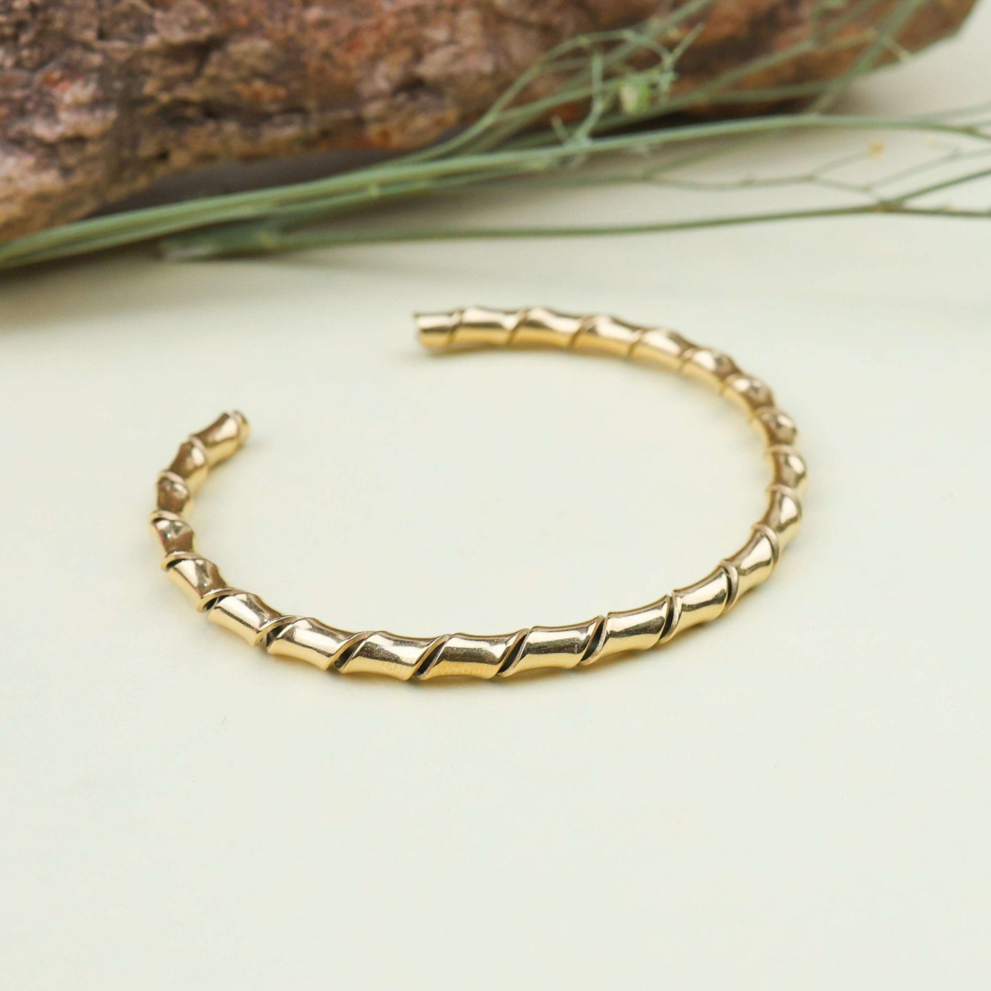 Minimalist Gold Coil Cuff - Bradiya