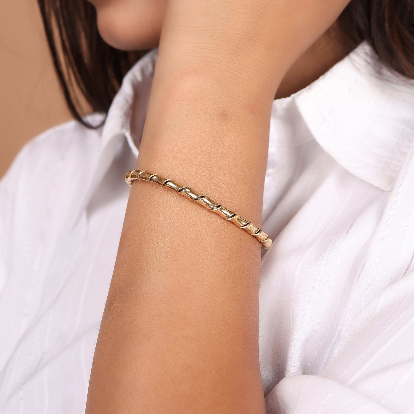 Minimalist Gold Coil Cuff - Bradiya