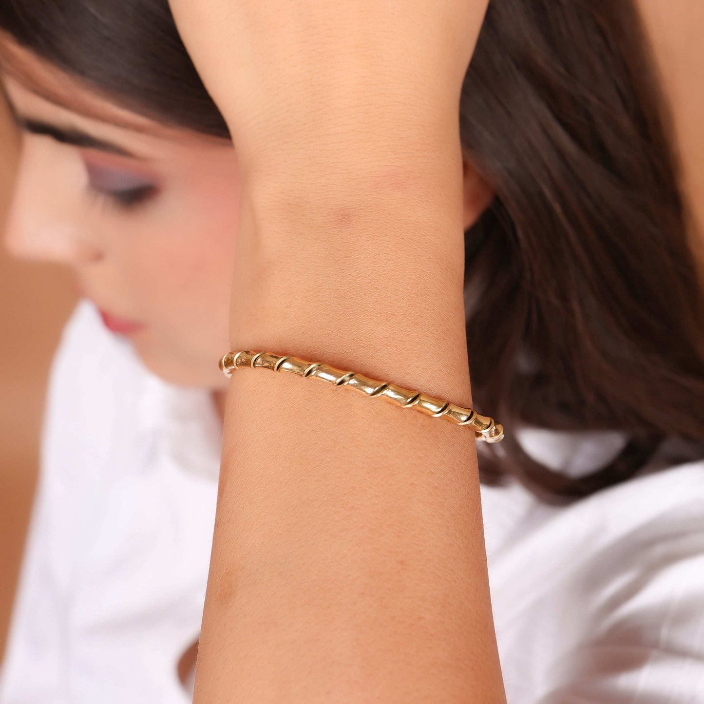 Minimalist Gold Coil Cuff - Bradiya