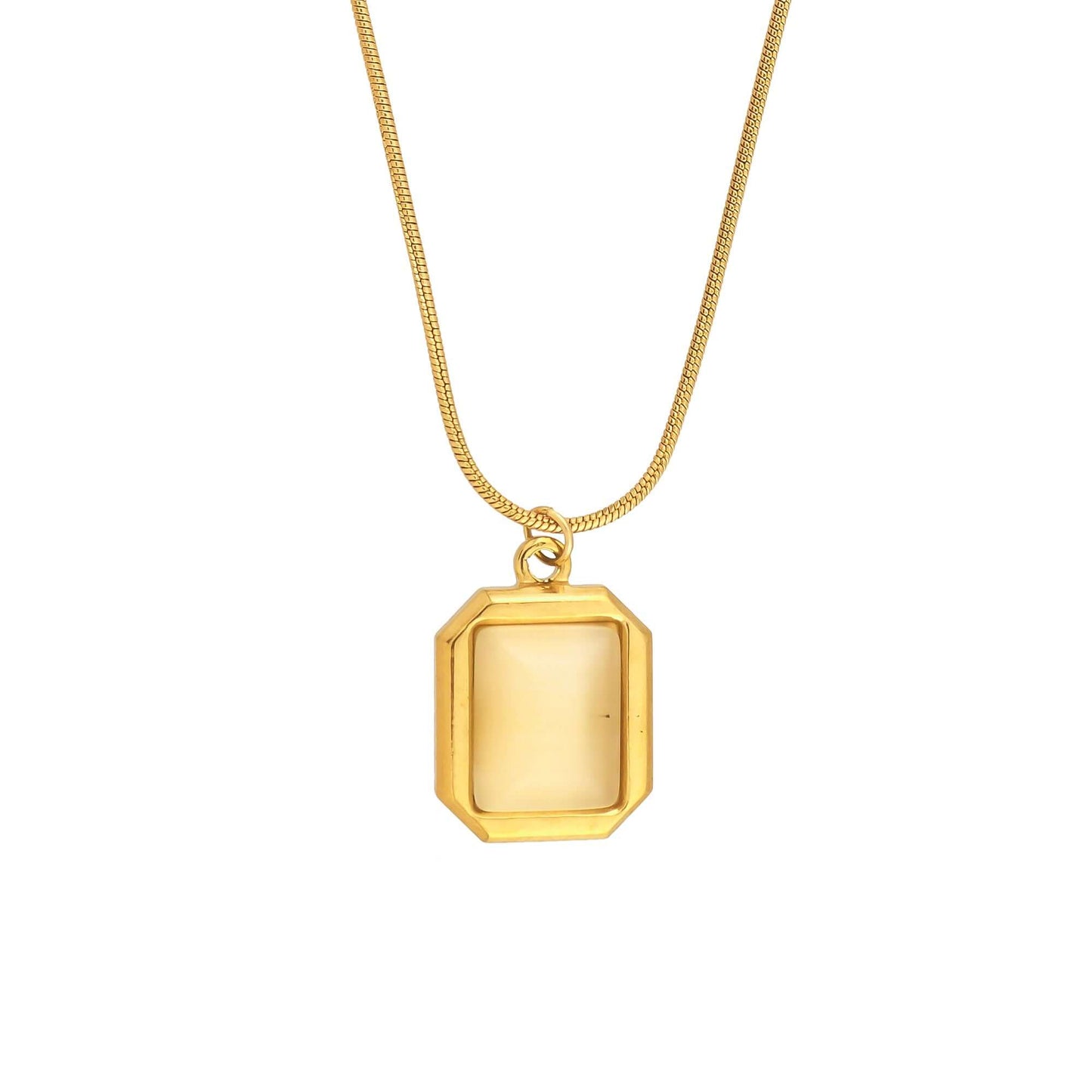 Gold Rectangular Pendant Necklace - Bradiya