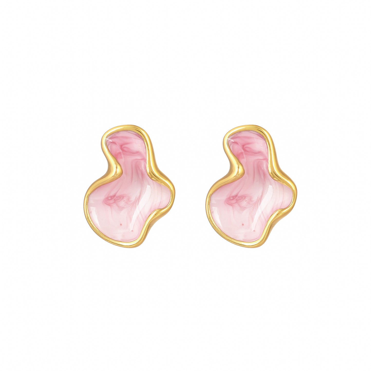 Pink Marble Enamel Earrings - Bradiya
