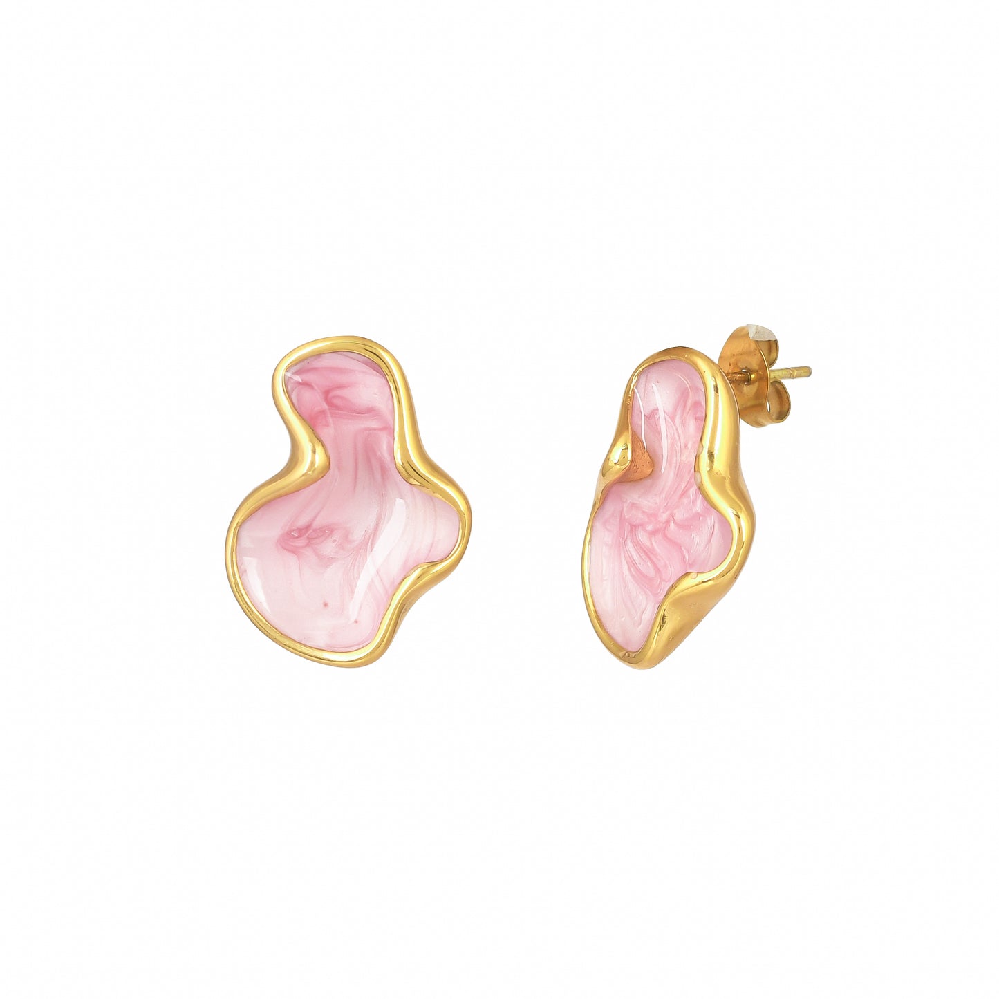Pink Marble Enamel Earrings - Bradiya
