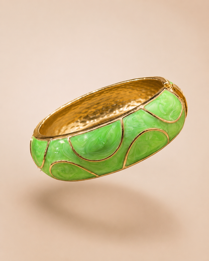 The Swirling Green Enamel Bangle