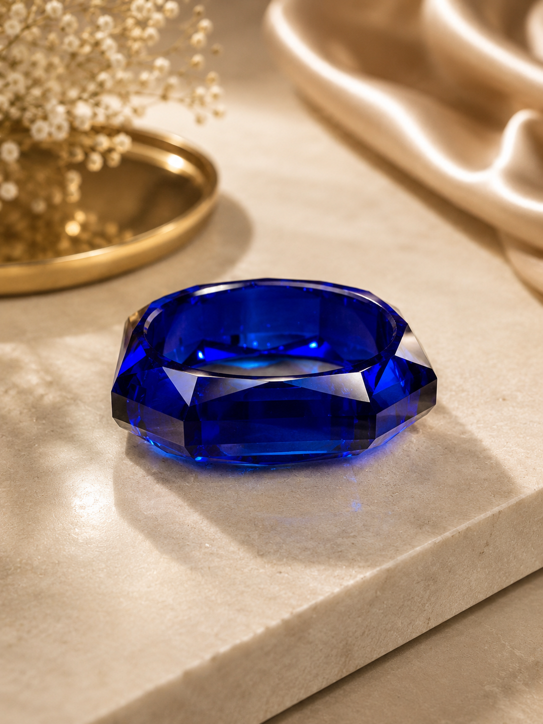 The Faceted Cobalt Blue Glass Bangle
