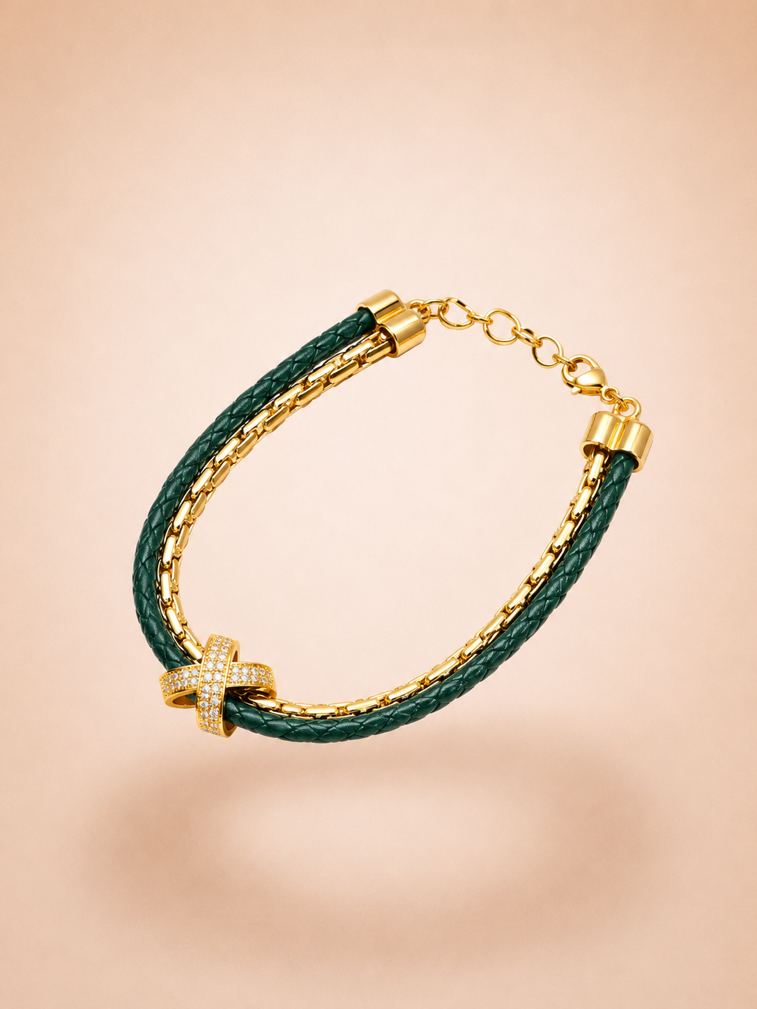 Gen X Bracelet - Braided Leather & Gold Crystal Charm