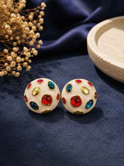 Mosaic Treasure Vintage Gem Enamel Studs