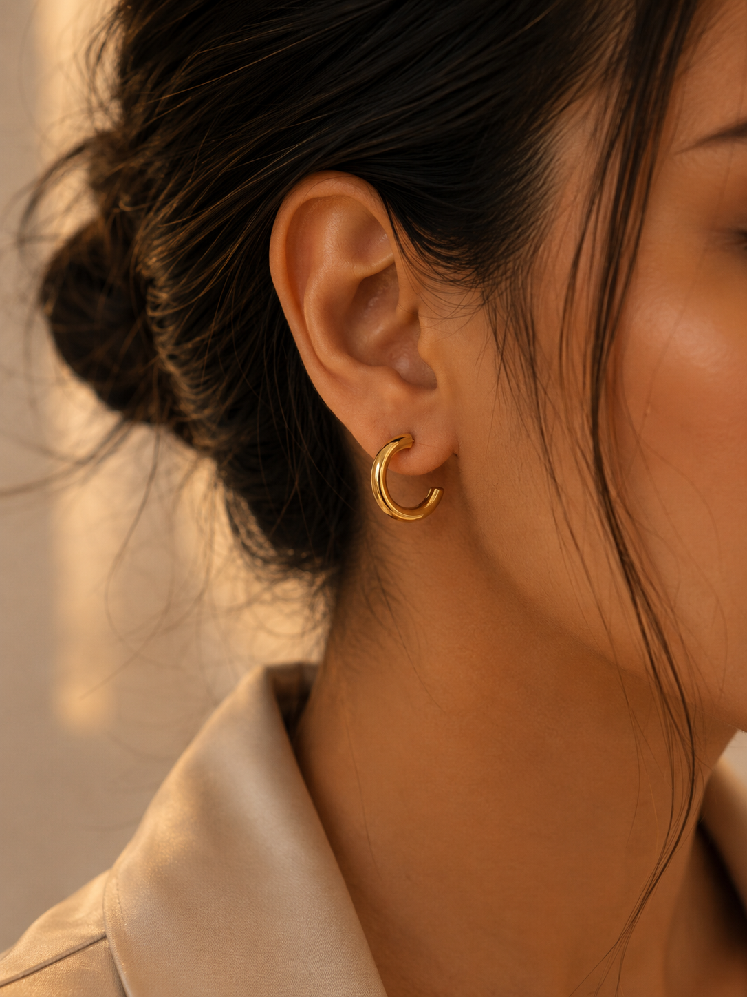 Essentials Chunky Gold C-Hoop Earrings