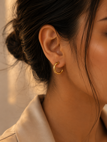 Essentials Chunky Gold C-Hoop Earrings