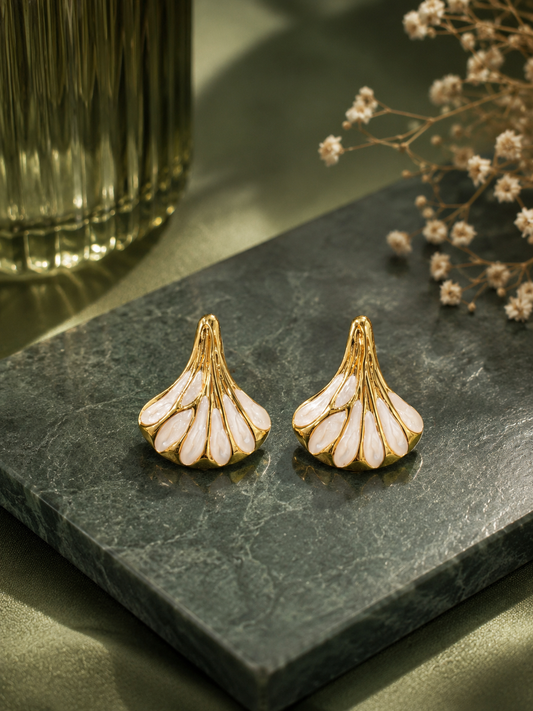 Shell Gold Stud Earrings