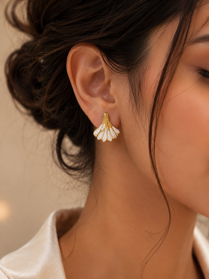 Shell Gold Stud Earrings
