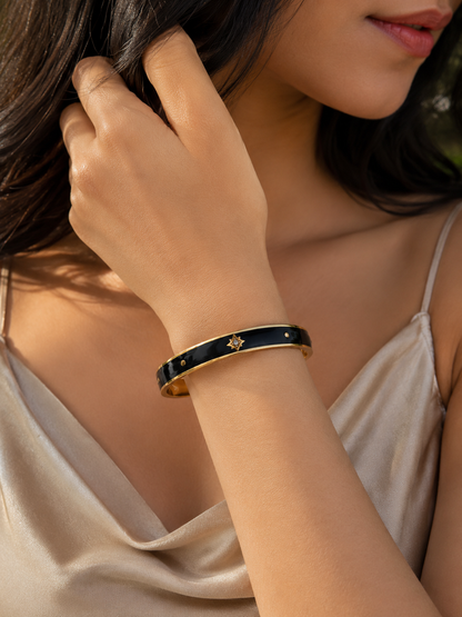 Enamel Gold Cuff Bracelet