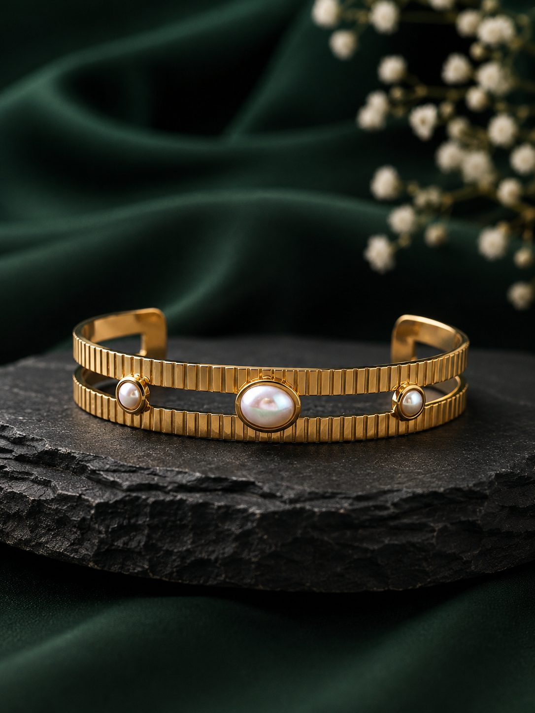 Dual-Band Pearl Accent Cuff