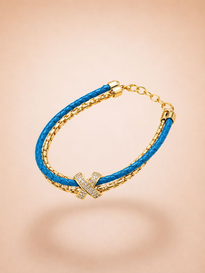 Gen X Bracelet - Braided Leather & Gold Crystal Charm
