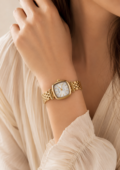 Classic Gold Link Cushion-Cut Watch