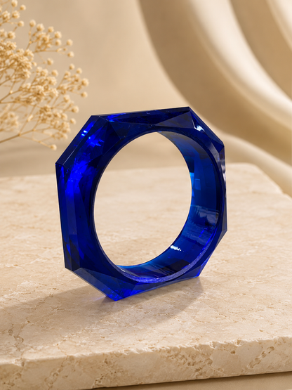 The Faceted Cobalt Blue Glass Bangle