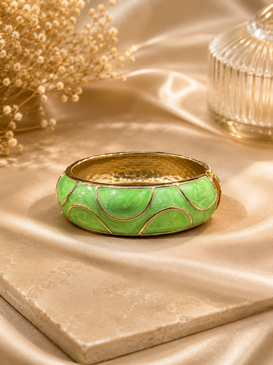 The Swirling Green Enamel Bangle