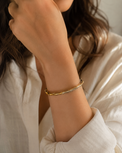 Minimalist Gold Bamboo-Style Bangle